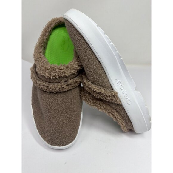 OOFOS Womens W9 EU40 OOcoozie Mule Shoes Brown Plush Lined Recovery Clogs - Picture 2 of 5